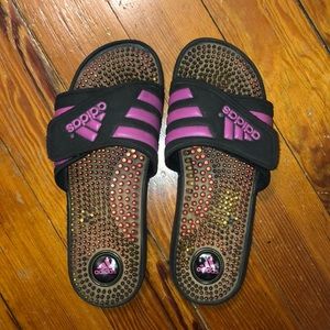 Pink and Black Adidas slides!